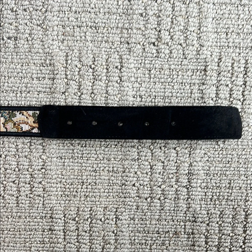 Kandell & Marcus Black Suede Belt with Patterned Detail